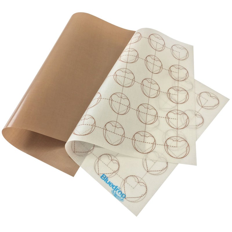 BLUE DROP Bluedrop Baking Sheets Silicone Macarons Baking Mat and PTFE Oven Liner 1 Pcs Each Non Stick Baking Mats for Dehydrator Sheets Total Pack of 2 - Image 1